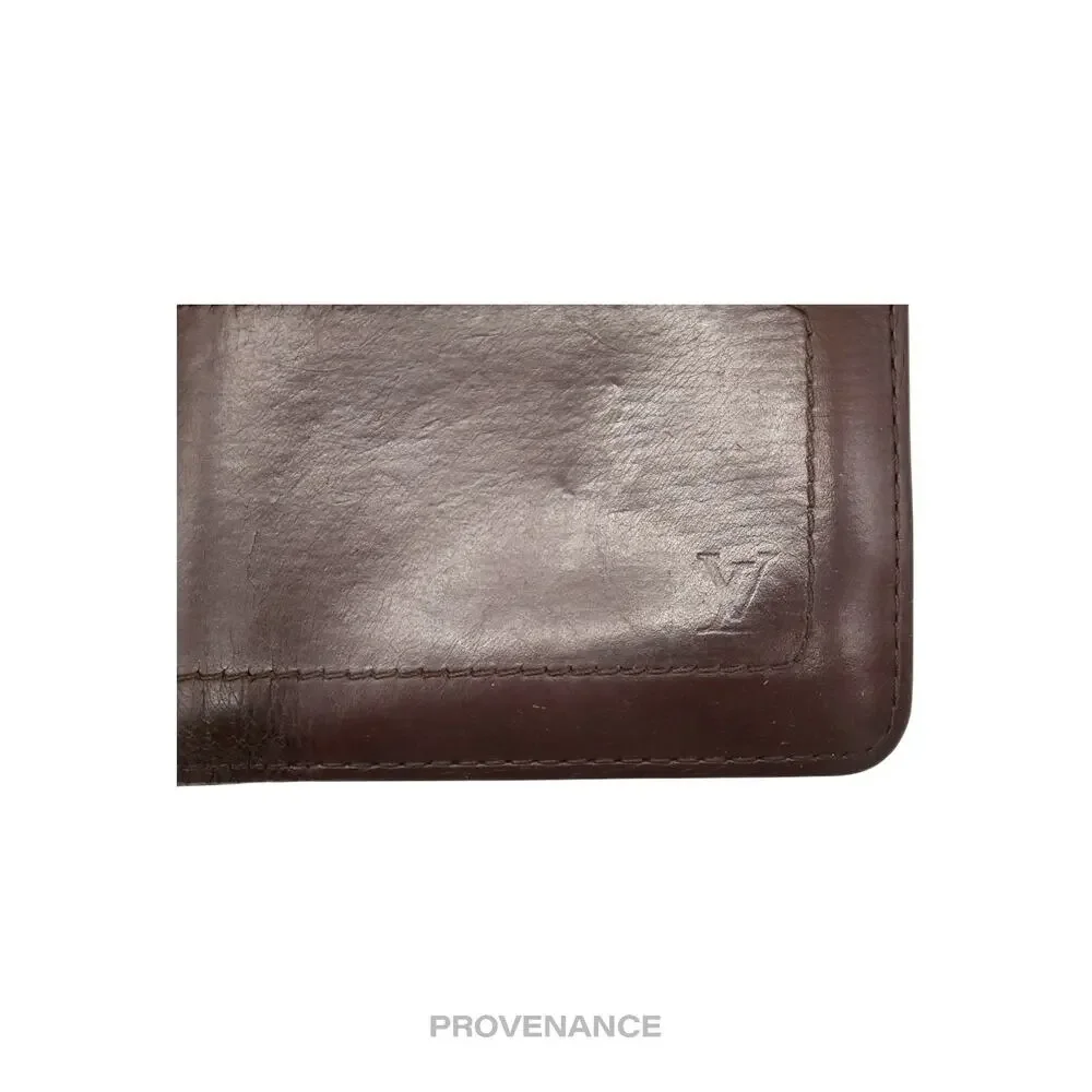 🔴 Louis Vuitton 6CC Bifold Wallet - Utah Brown Leather